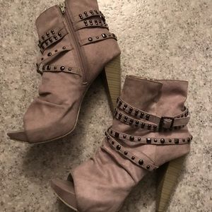 Open toe heeled boots